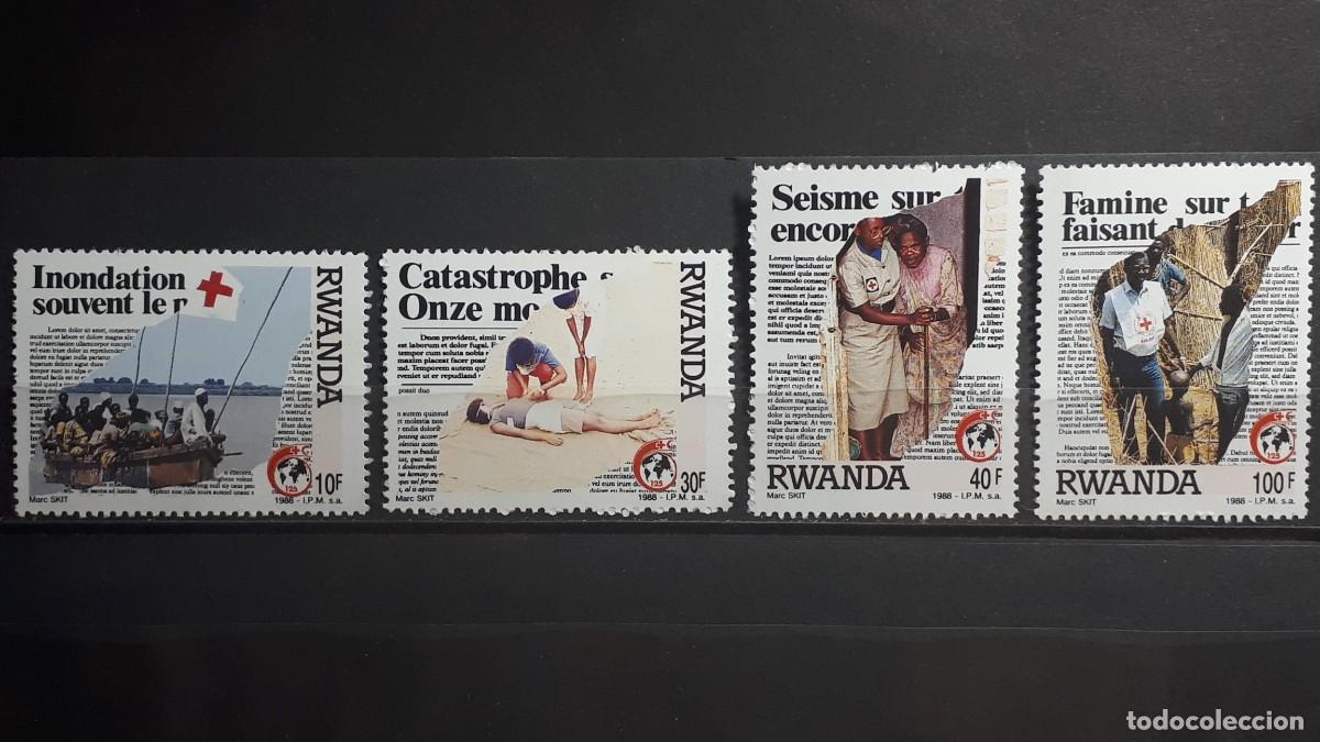 Sellos: RUANDA. CRUZ ROJA. A&Ntilde;O 1988. **. EDIFIL 1272/5.