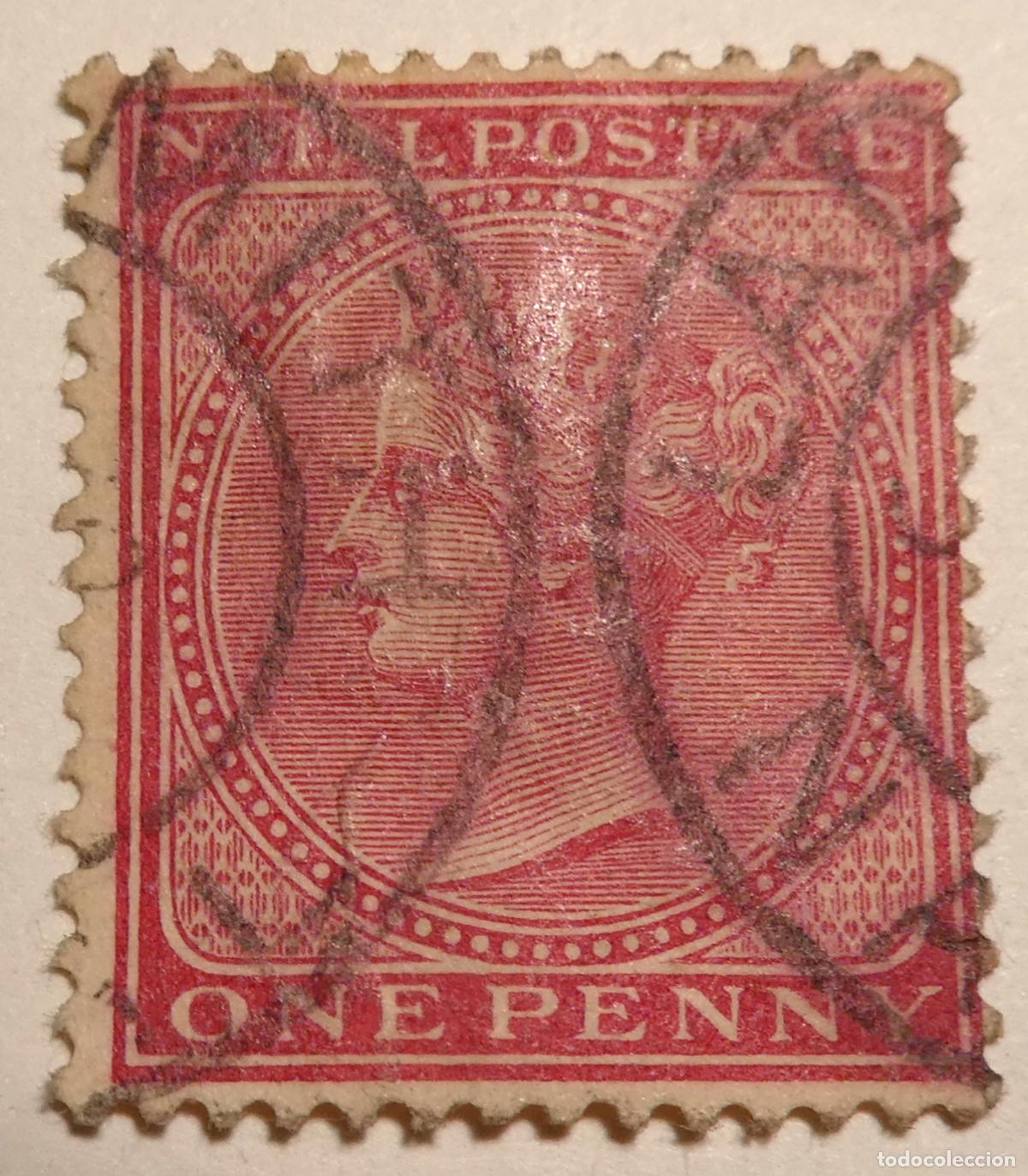 Sellos: Sello postal colonia brit&aacute;nica de Natal ,1 Penique 1884 Reina Victoria