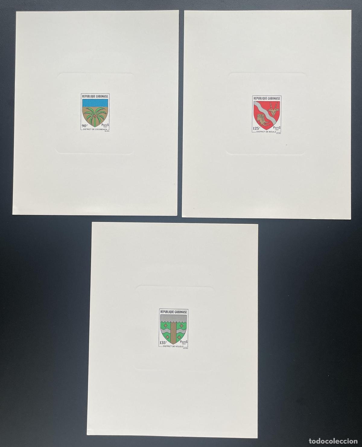 Sellos: Gab&oacute;n 1984 Mi. 910 - 912 escudo de armas a prueba lujo escudos distritos