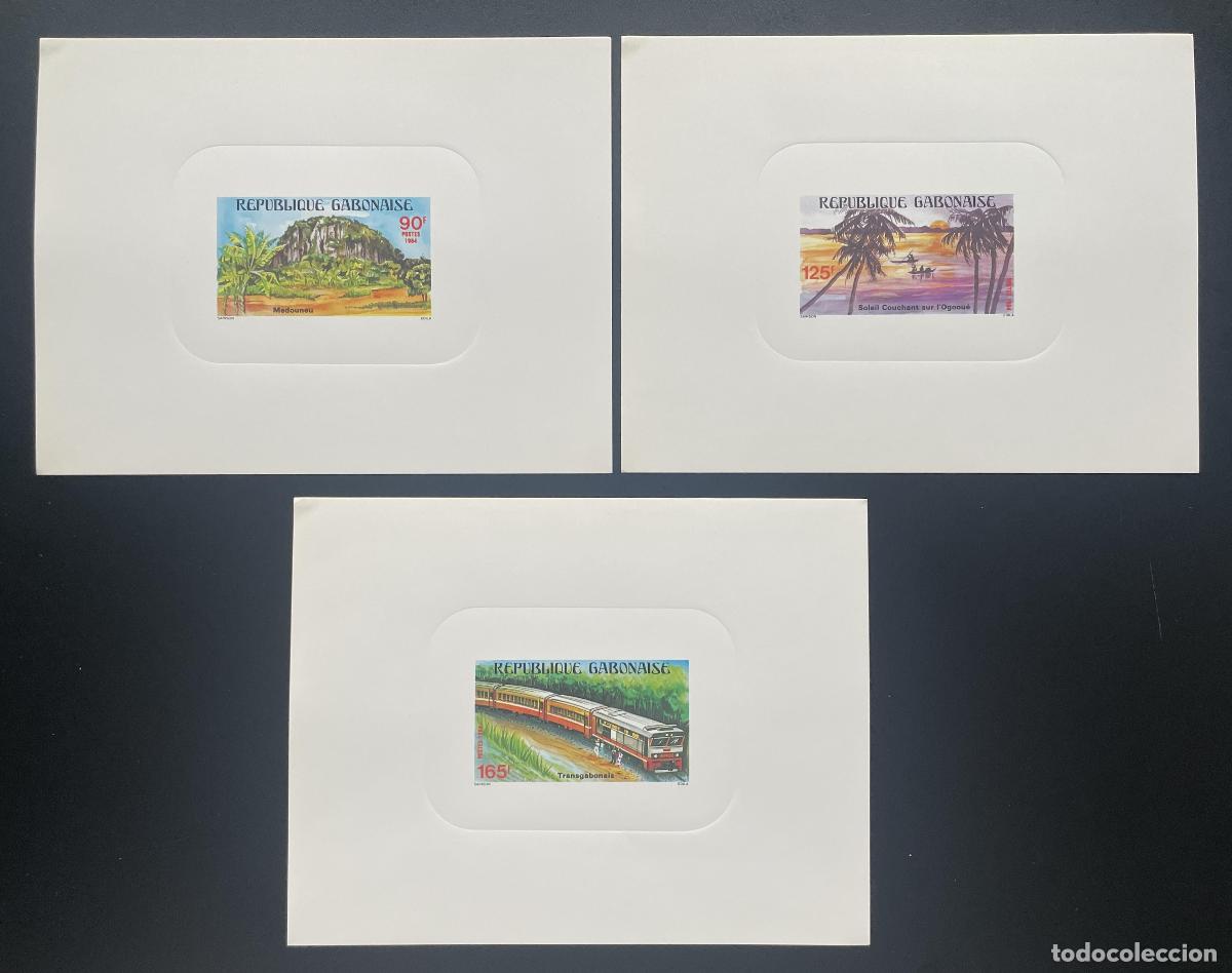 Sellos: Gab&oacute;n 1984 Mi. 913 - 915 tren de paisajes a prueba lujo Transgabonais