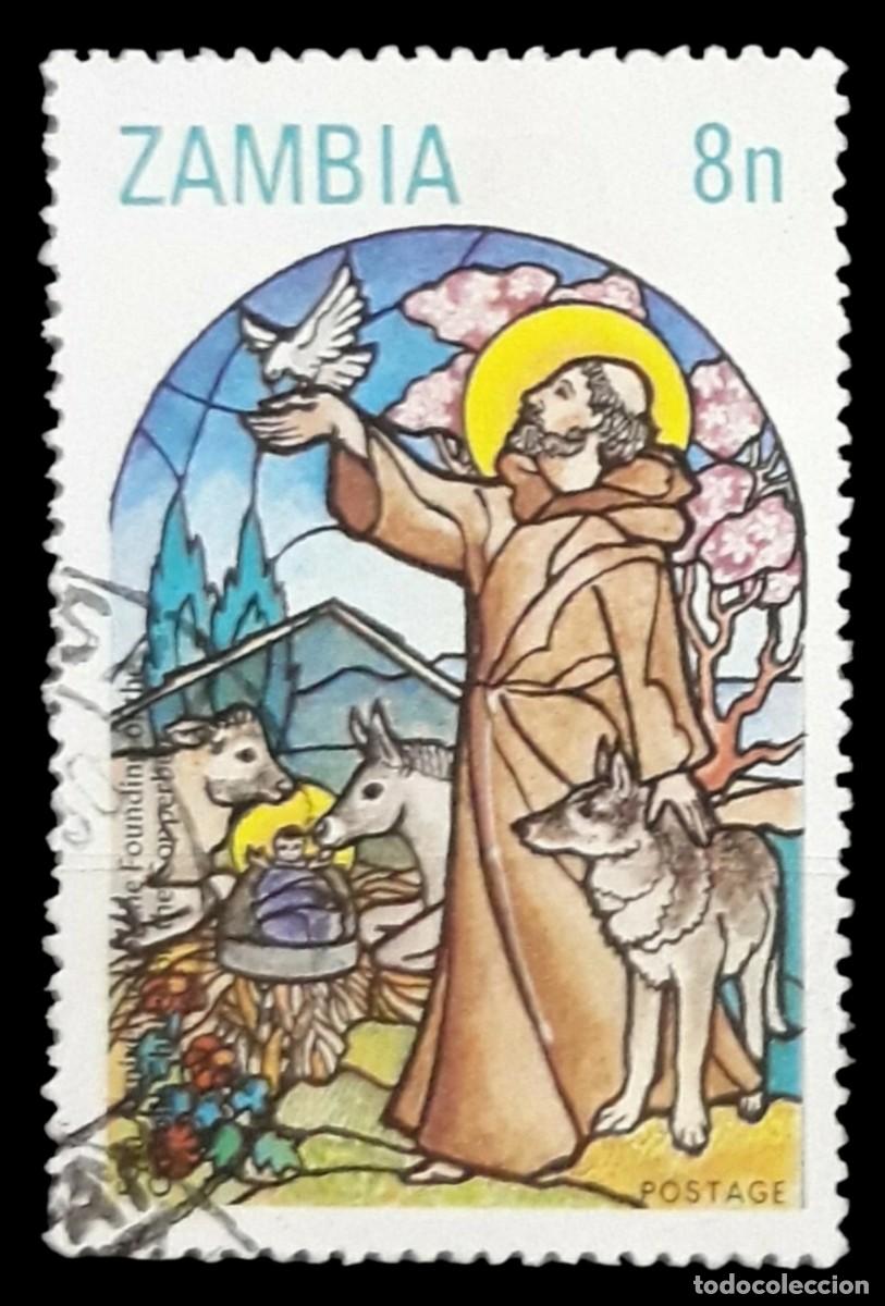 Sellos: ZAMBIA 1980 Navidad - San Francisco de As&iacute;s. USADO.