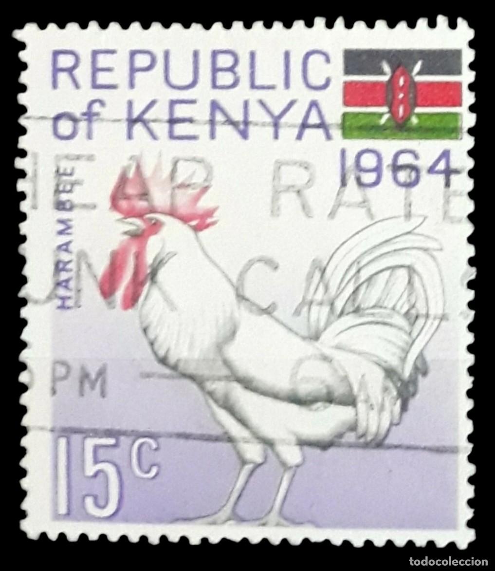 Sellos: KENIA 1964 D&iacute;a de la rep&uacute;blica. USADO.