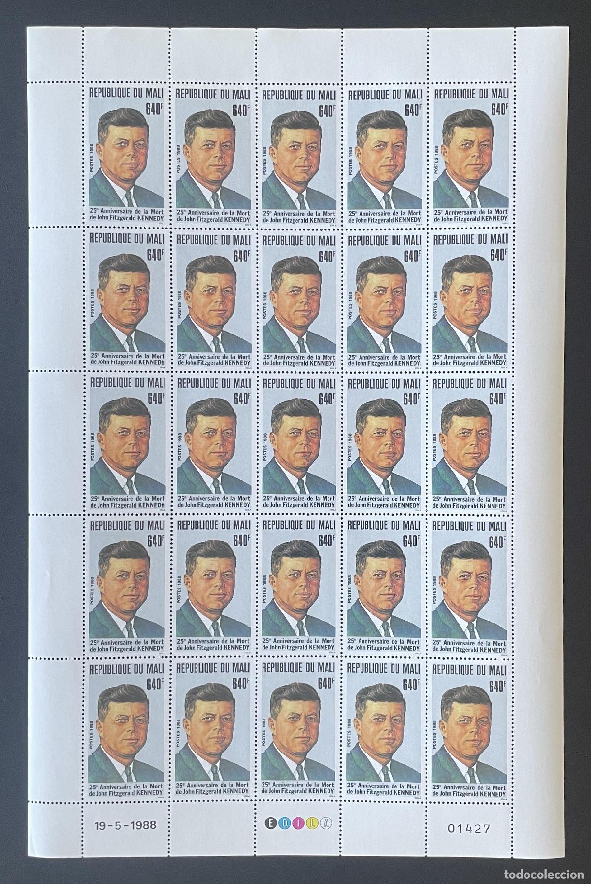 Sellos: Mali 1988 YT 552 bloque JFK John Fitzgerald Kennedy presidente USA