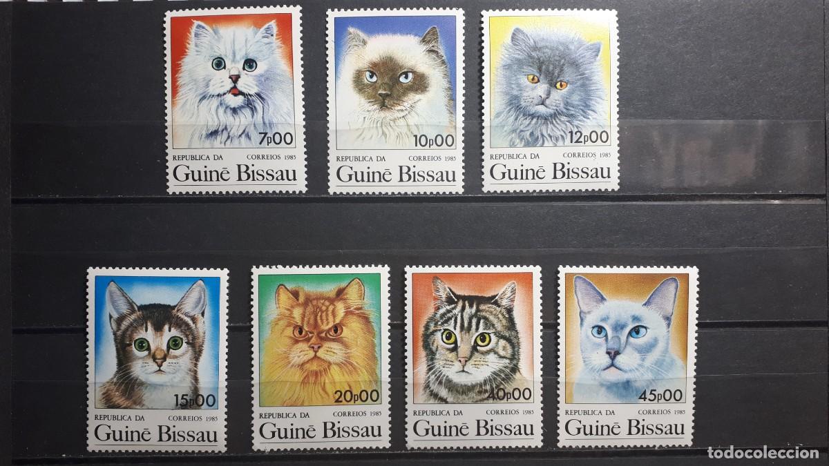 Sellos: GUINEA BISSAU. FAUNA. GATOS. A&Ntilde;O 1985. **. YVERT 354/60