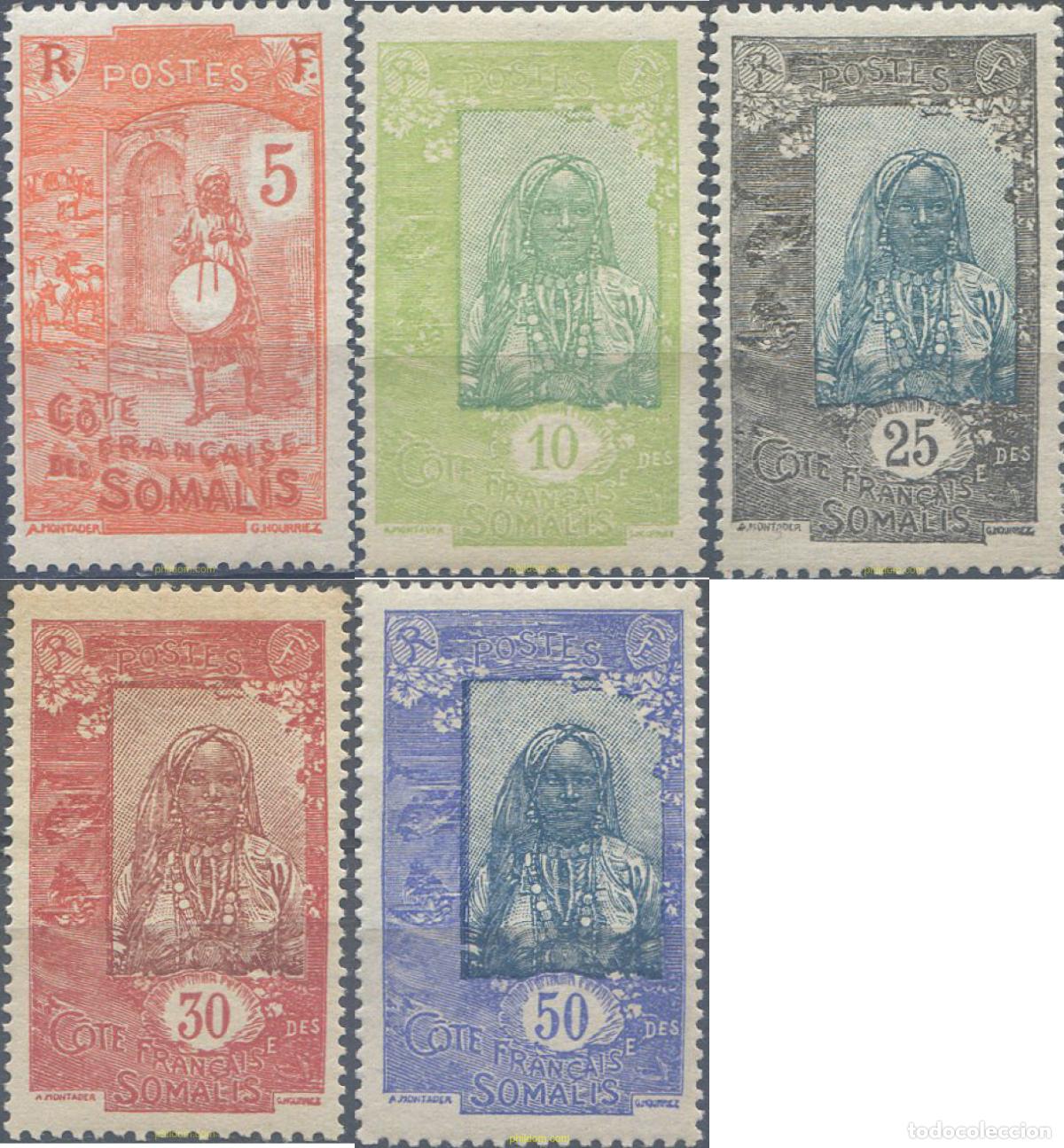 Sellos: 656256 MNH COSTA DE LOS SOMALIS 1922 SELLOS DEL 1915-16