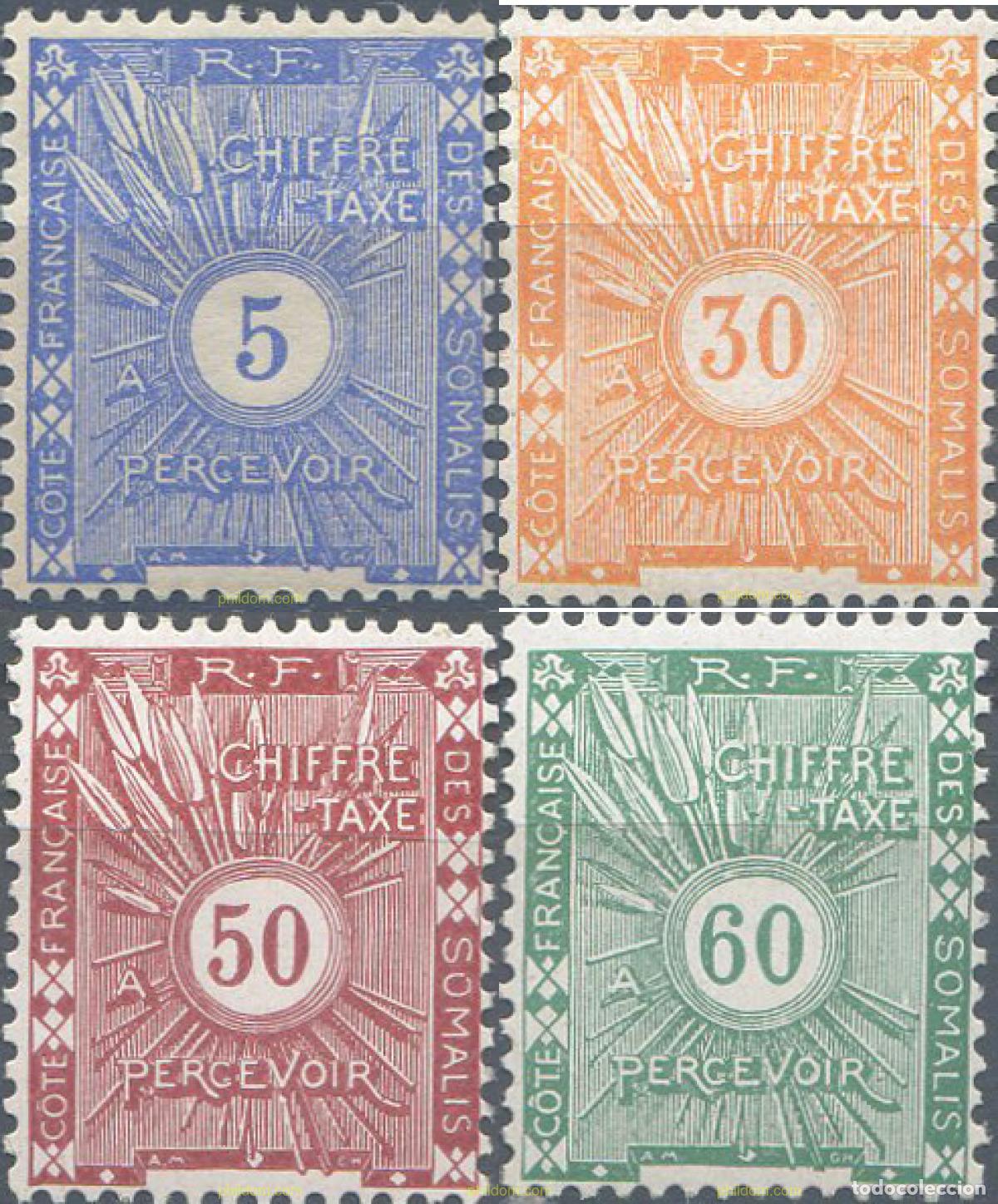Sellos: 656223 MNH COSTA DE LOS SOMALIS 1915 SELLOS DE TASA 1915