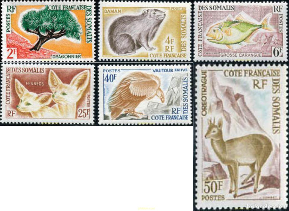 Sellos: 33186 MNH COSTA DE LOS SOMALIS 1962 FLORA Y FAUNA