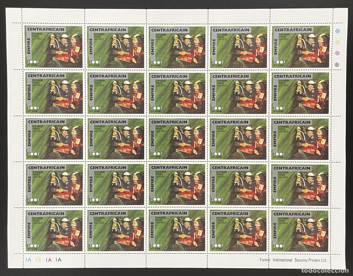 Selos: Centroafricana 1977 YT PA 165 tabl&oacute;n sobrecargado cooperaci&oacute;n espacial EE. UU. URSS