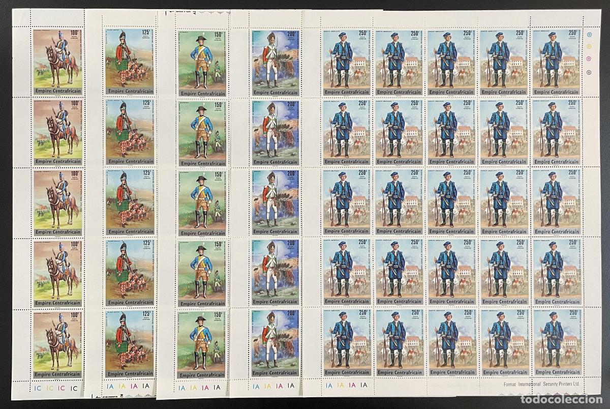 Sellos: Centroafricano 1977 YT PA 170-174 tabl&oacute;n sobrecargado 200 a&ntilde;os de independencia EE. UU.