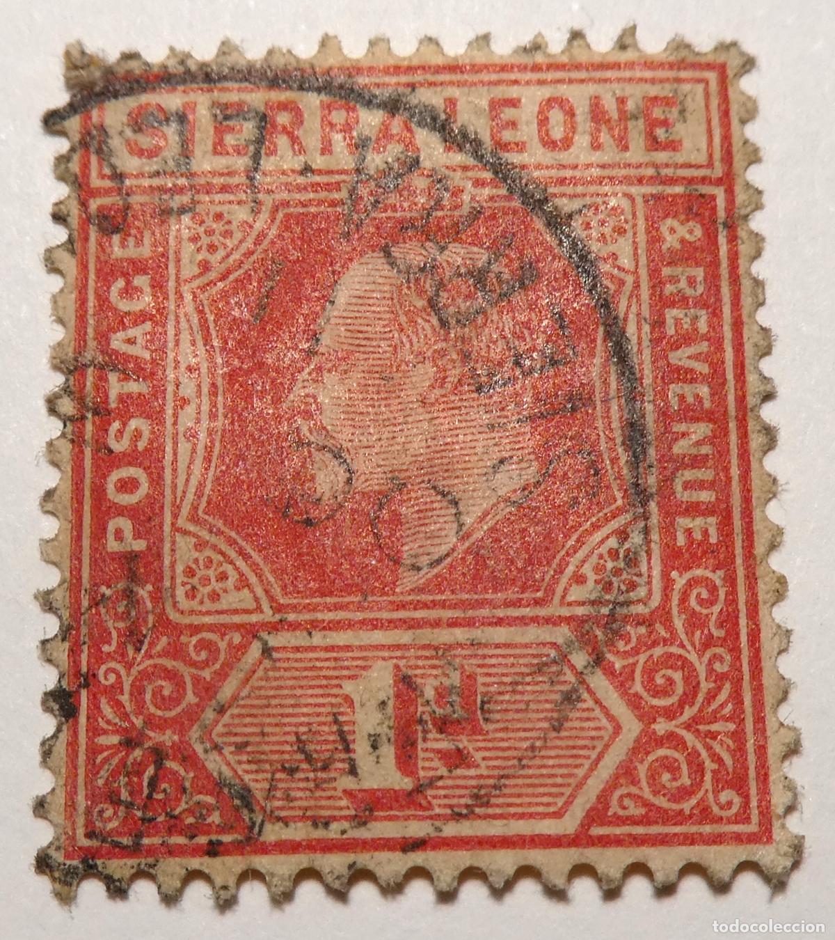 Sellos: Sello postal de Sierra Leona de 1 penique 1912 del Rey Jorge V
