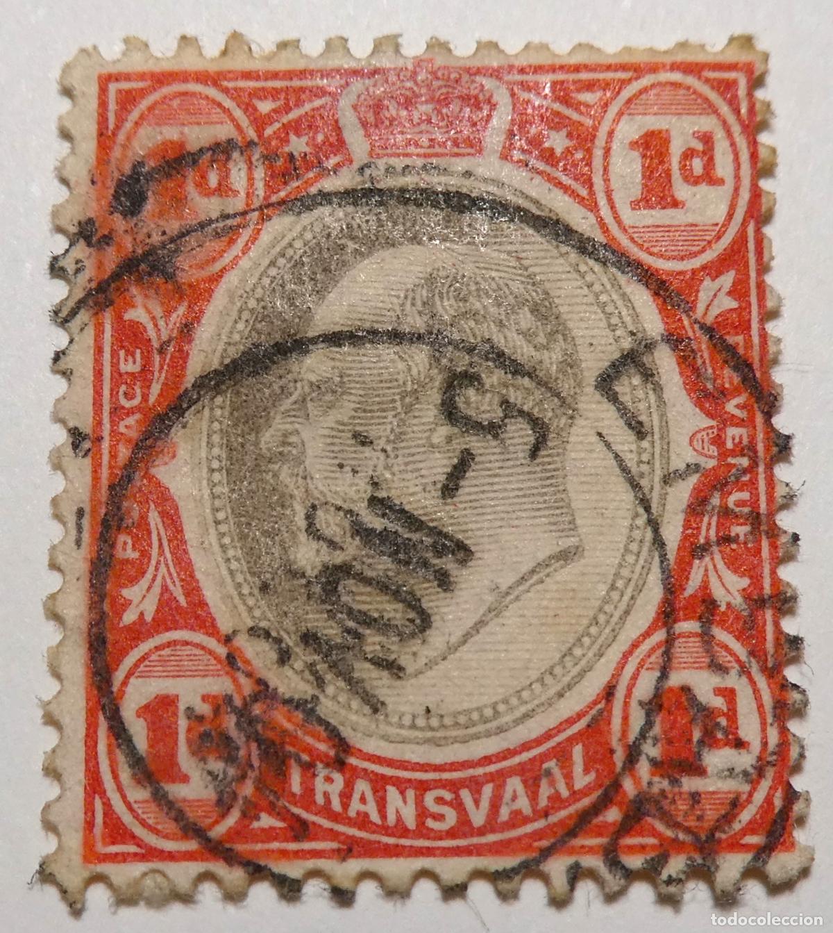 Sellos: Sello postal de Transvaal (Sud&aacute;frica) de un penique 1902 Eduardo VII