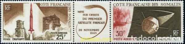 Sellos: 359939 MNH COSTA DE LOS SOMALIS 1966 LANZAMIENTO DEL PRIMER SATELITE FRANCES