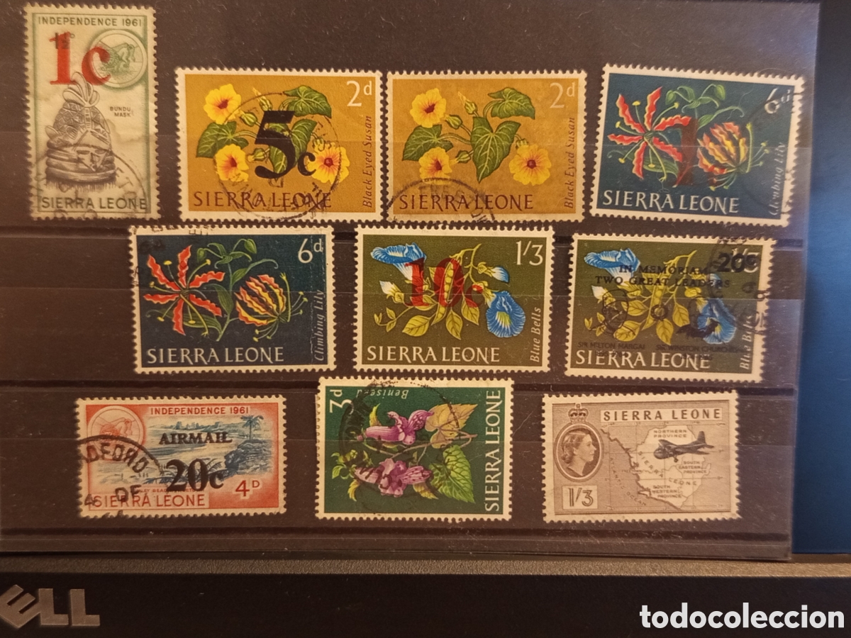Sellos: Tarjeta con Lote de 10 Sellos de Sierra Leona (A&ntilde;os 1956-1965)