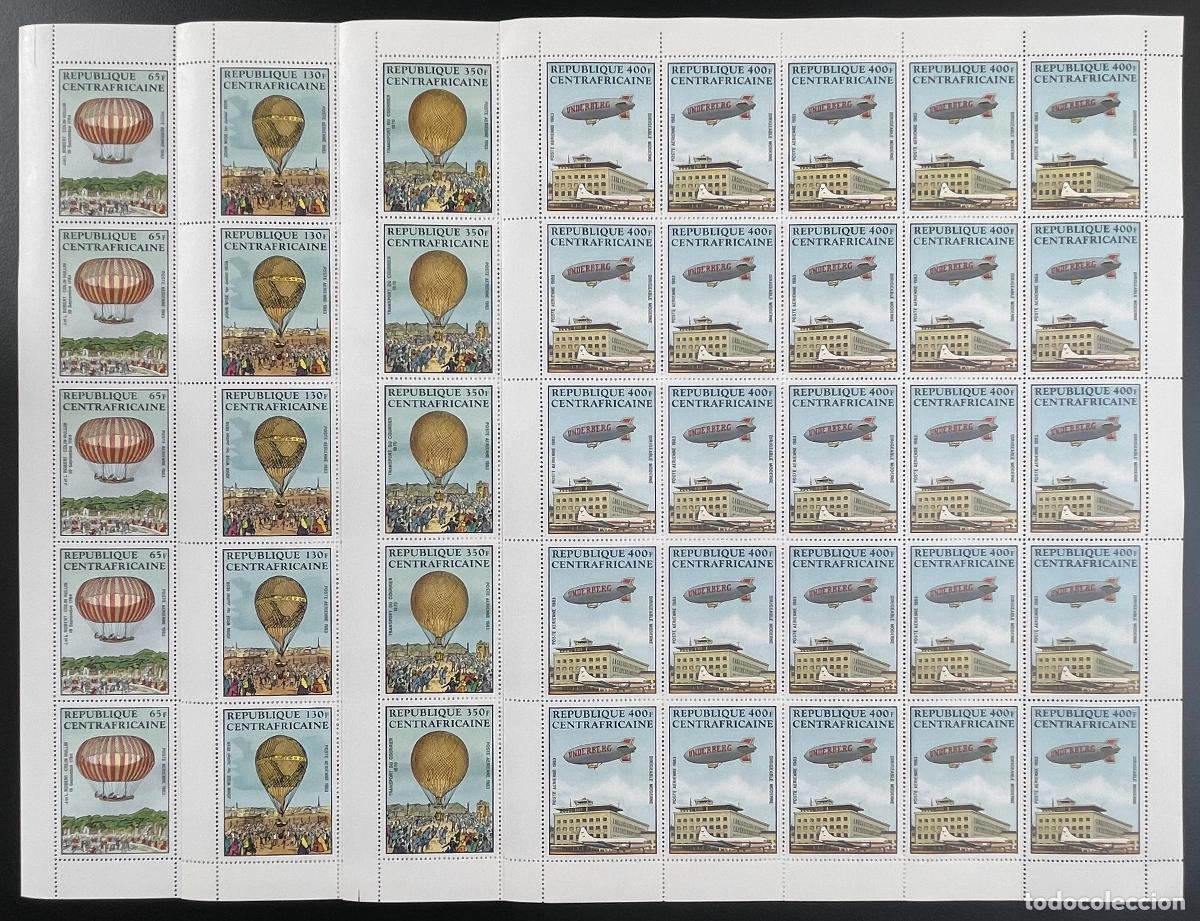 Sellos: Centroafricana 1983 YT PA 272-275 globos de tabl&oacute;n dirigibles transporte a&eacute;reo