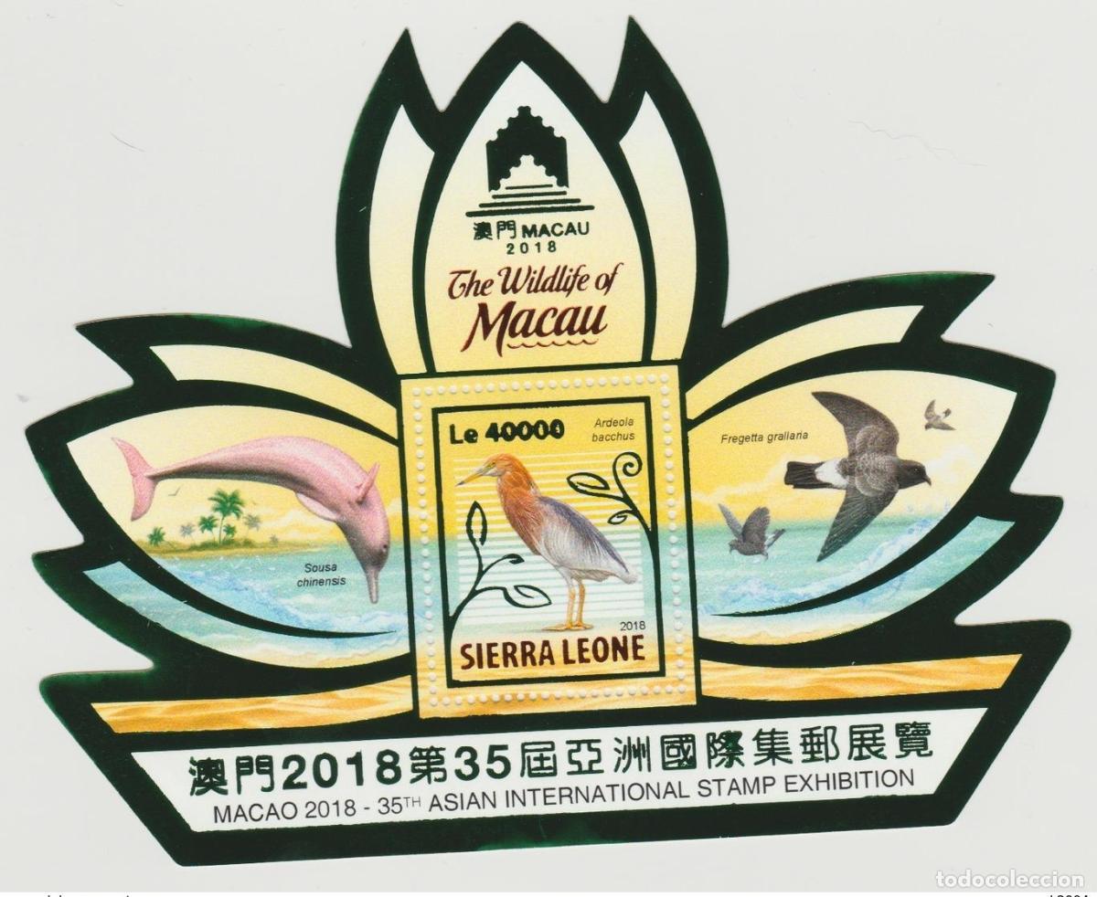 Sellos: Sierra Leona 2018 Mi. &iquest;Bl.? Destruya la vida silvestre de Macao los delfines las aves