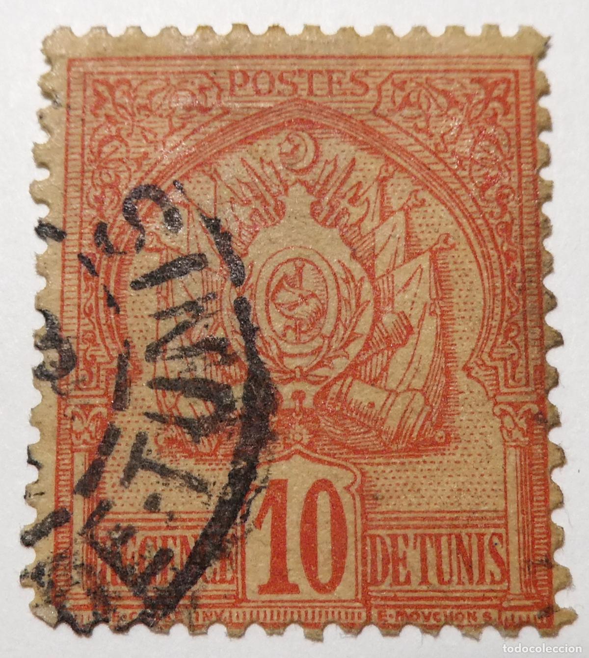 Sellos: Sello postal de Tunez 10 centimos 1893