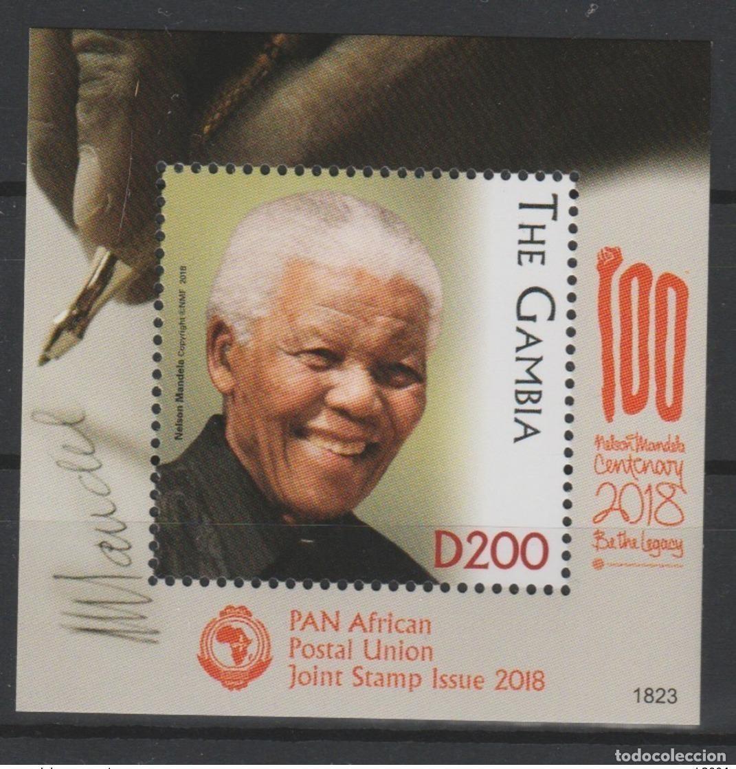 Timbres: Gambia 2018 Mi.? Edici&oacute;n conjunta S/S: 100 a&ntilde;os del correo panafricano Nelson Mandela