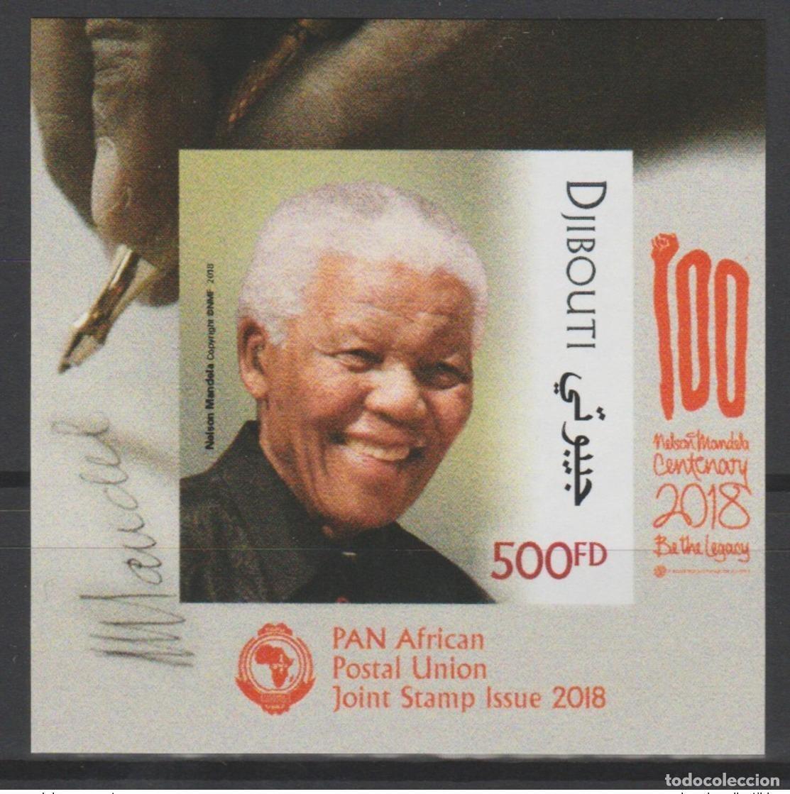 Sellos: Yibuti 2018 Mi.? S/S IMPERF ND Edici&oacute;n conjunta PAPU Nelson Mandela 100 a&ntilde;os