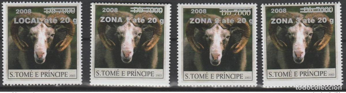 Sellos: Santo Tom&eacute; y Pr&iacute;ncipe 2008/2009 Mi. 3997 - 4003 Mouton sheep Faune 4 val.