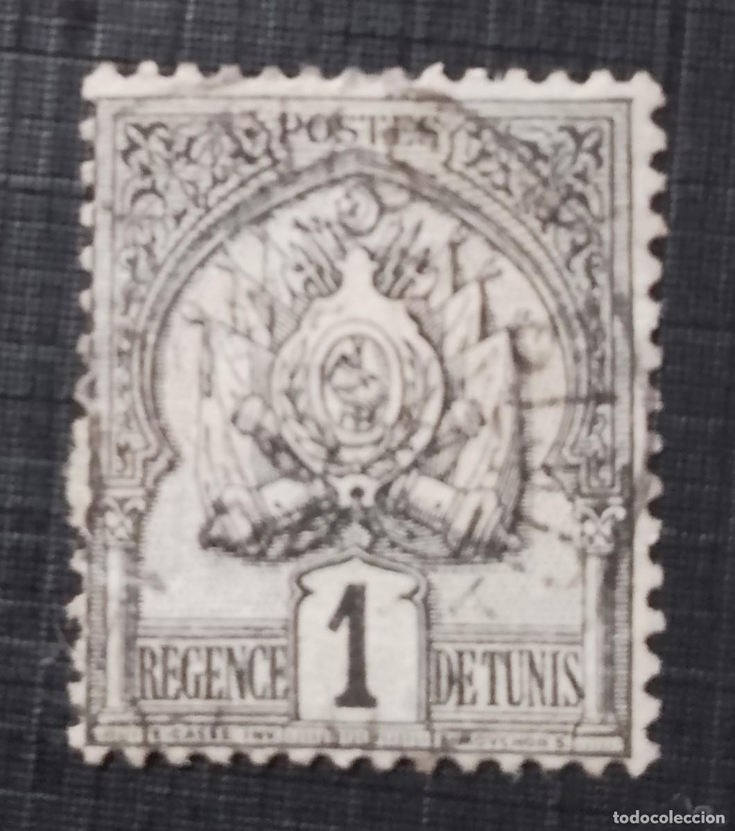 Sellos: TUNEZ - V/F 1 - A&Ntilde;O 1888 - REGENCE DE TUNIS - ESCUDO