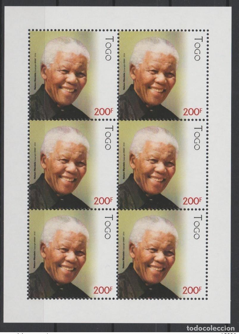 Sellos: Togo 2018 Mi.? Edici&oacute;n conjunta M/S: 100 a&ntilde;os del correo panafricano Nelson Mandela