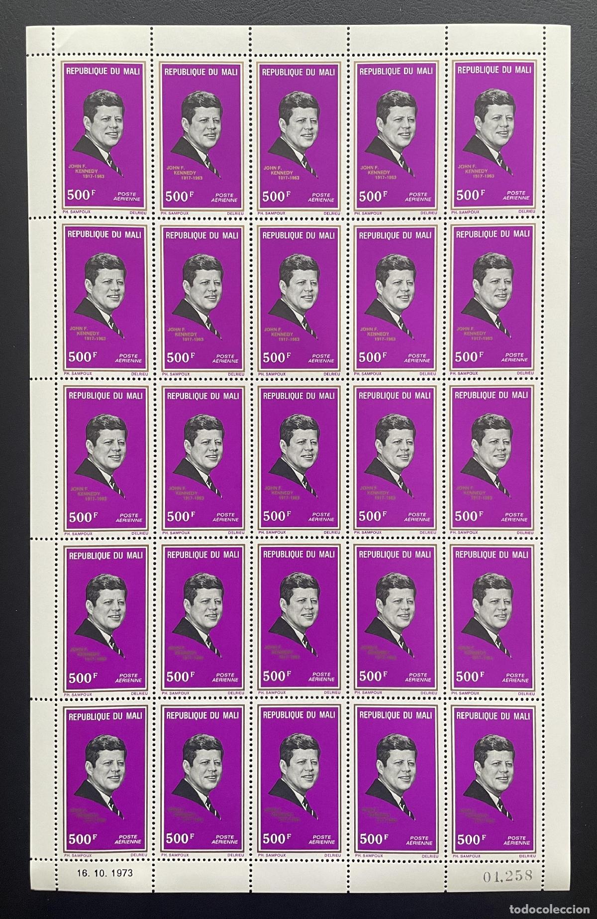 Sellos: Mali 1973 YT PA 203 bloque John F. Kennedy presidente correo a&eacute;reo