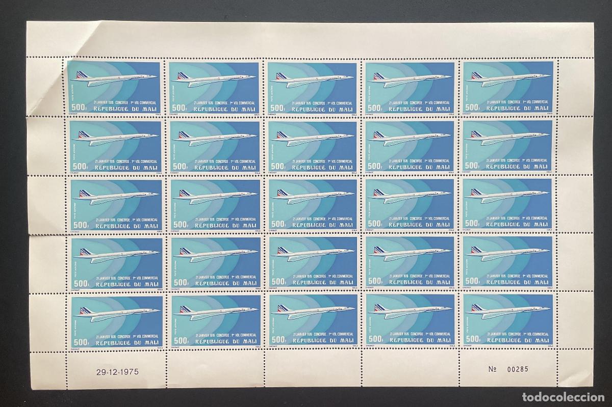 Sellos: Mali 1975 YT PA 266 bloque Concorde primer vuelo comercial aviaci&oacute;n