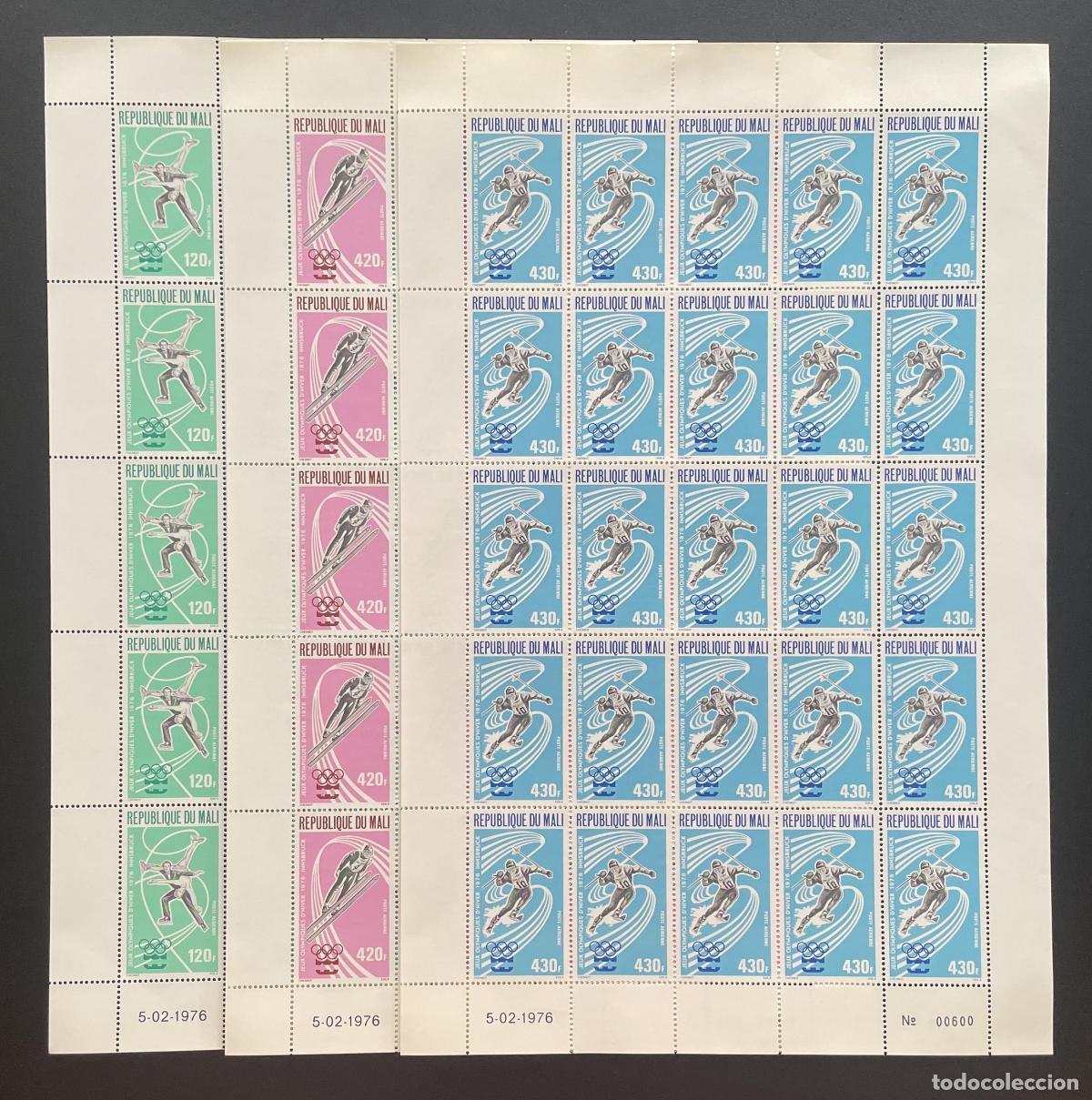 Sellos: Mali 1976 YT PA 267-269 bloc JJ.OO. invierno Innsbruck patinaje esqu&iacute;
