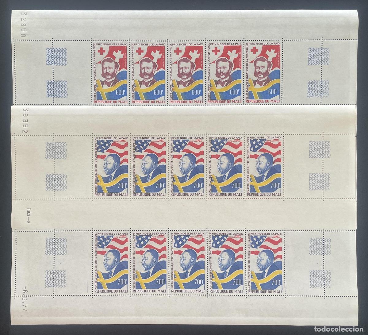 Sellos: Mali 1977 YT PA 305-306 bloque Nobel Paz Dunant Luther King