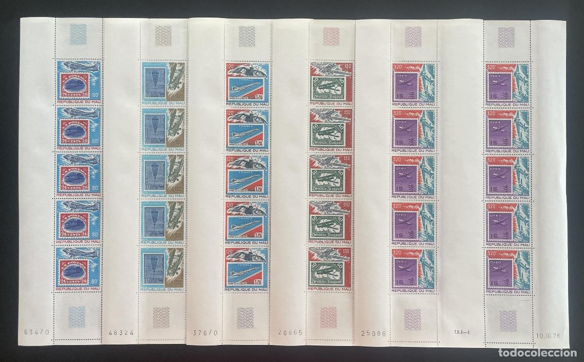 Sellos: Mali 1978 YT PA 341-345 bloque aviaci&oacute;n Concorde Zeppelin dirigible