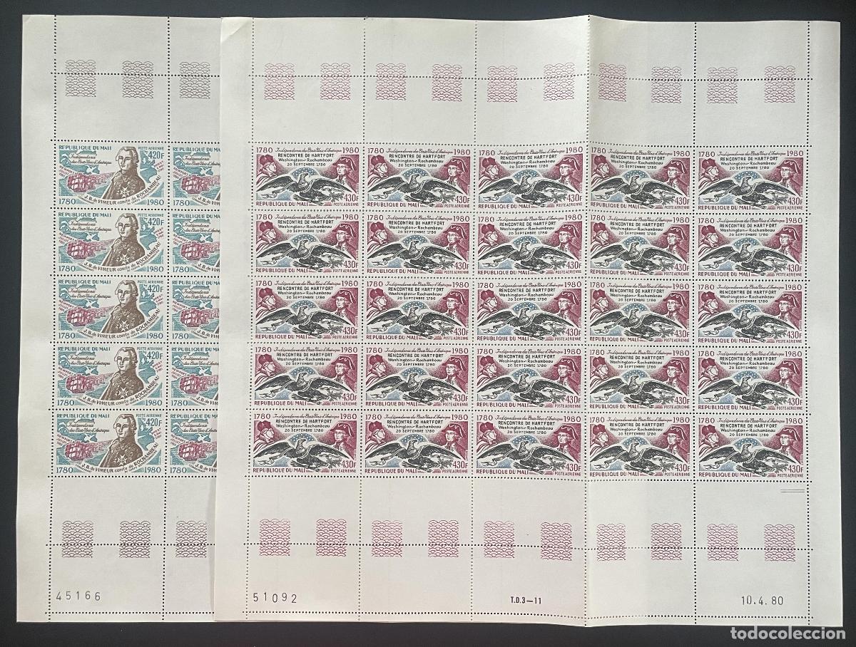 Sellos: Mali 1980 YT PA 391-392 bloque Independencia USA Rochambeau Washington