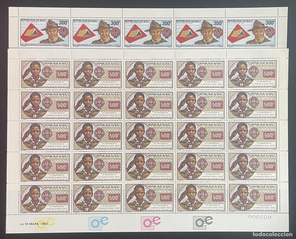 Sellos: Mali 1982 YT PA 445-446 bloque escultismo Baden-Powell aniversario