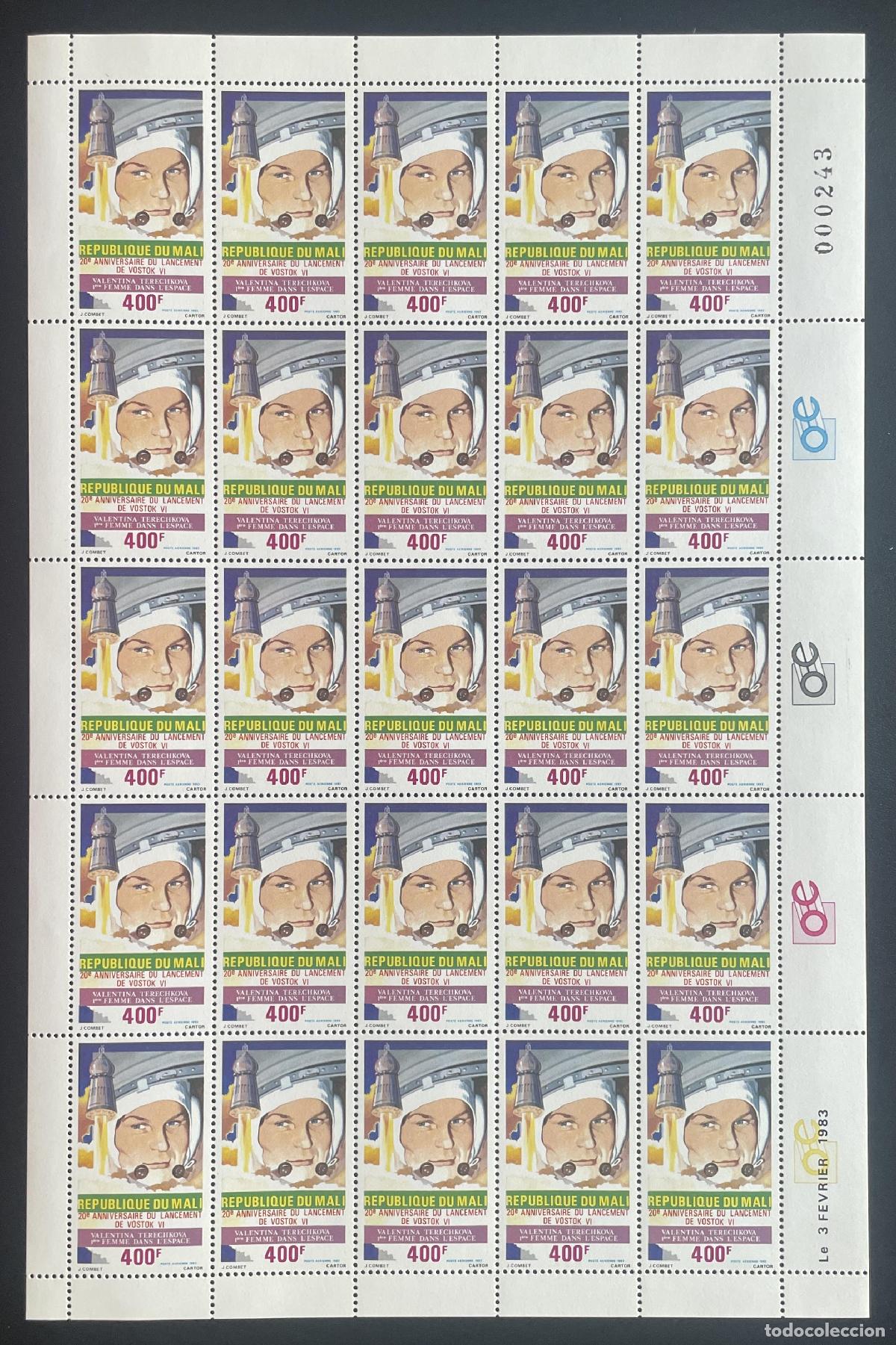 Sellos: Mali 1983 YT PA 462 bloque Tereshkova Vostok VI espacio cosmonauta