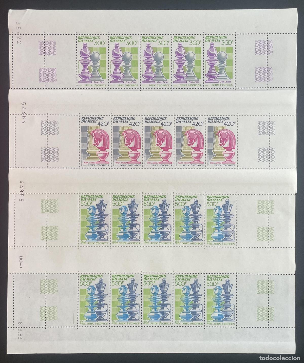 Sellos: Mali 1983 YT PA 477-479 ajedrez piezas alfil pe&oacute;n torre rey
