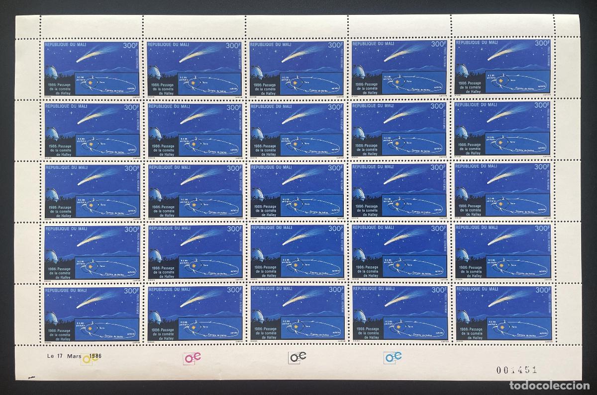 Sellos: Mali 1986 YT PA 510 bloque cometa Halley espacio astronom&iacute;a &oacute;rbita