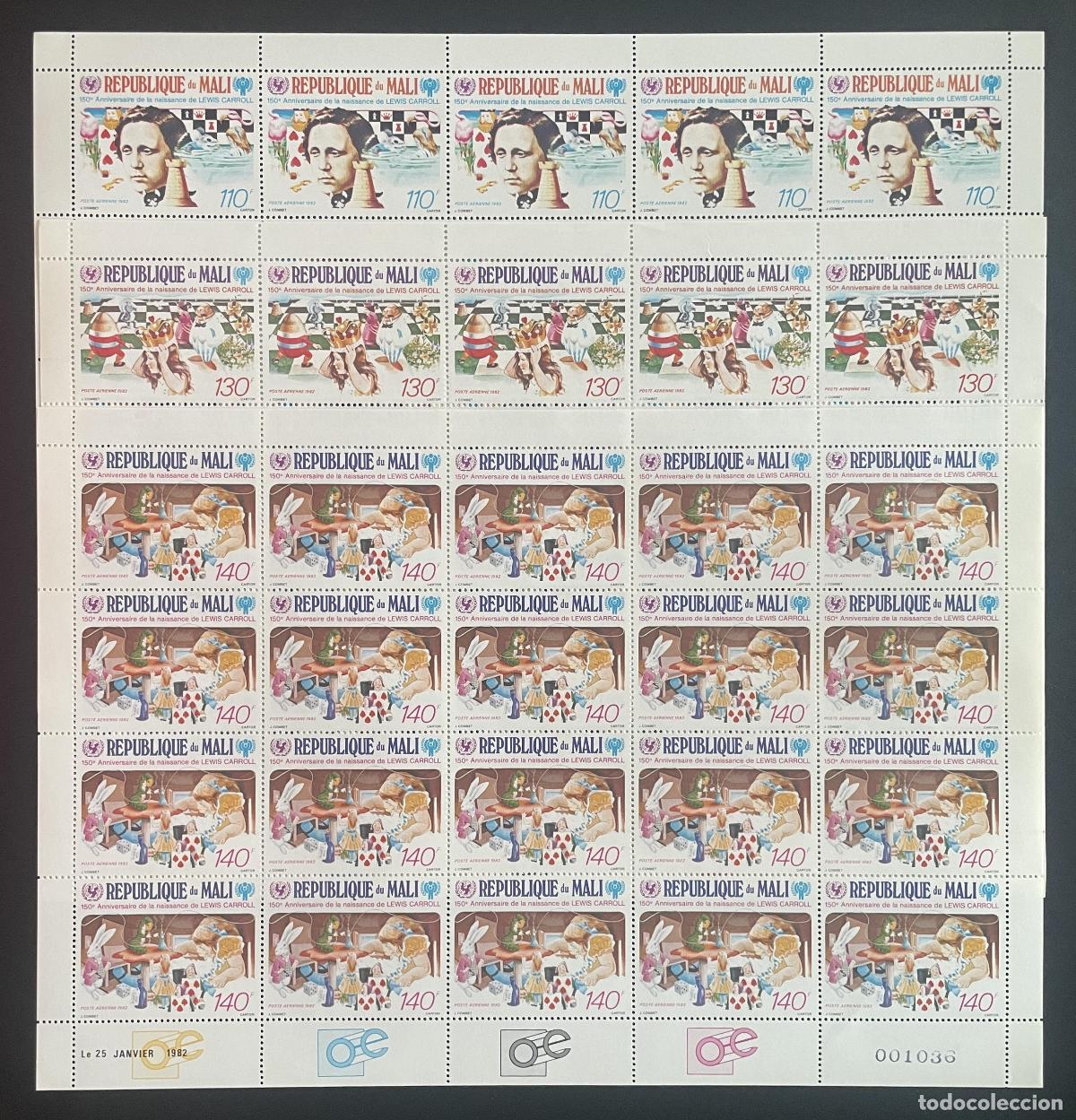 Selos: Mali 1982 YT PA 439-441 Lewis Carroll Alicia literatura ajedrez