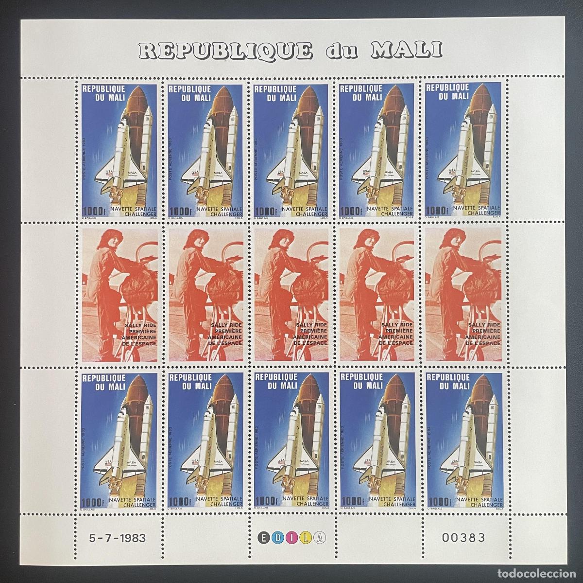 Briefmarken: Mali 1983 YT PA 473A tabl&oacute;n transbordador Challenger Sally Ride espacio NASA