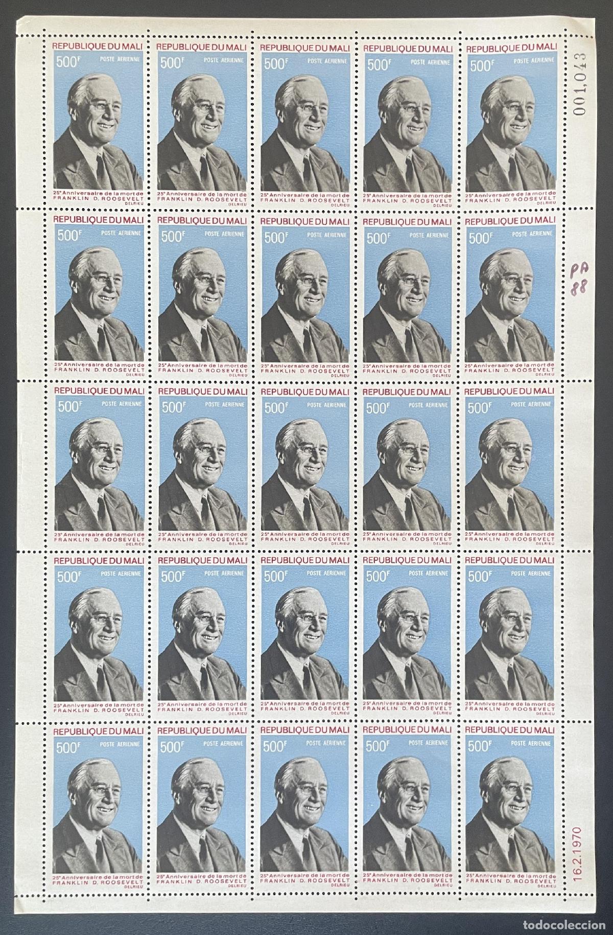 Francobolli: Mali 1970 YT PA 88 bloque Franklin Roosevelt presidente USA