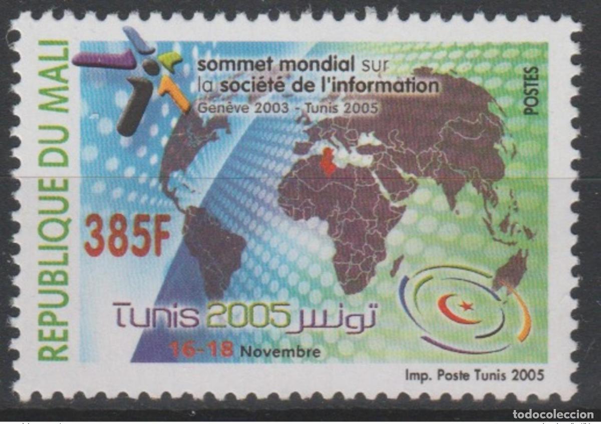 Sellos: Mali 2005 Mi. 2618 Mapa de la Cumbre Mundial sobre Sociedad Informaci&oacute;n 1 val.