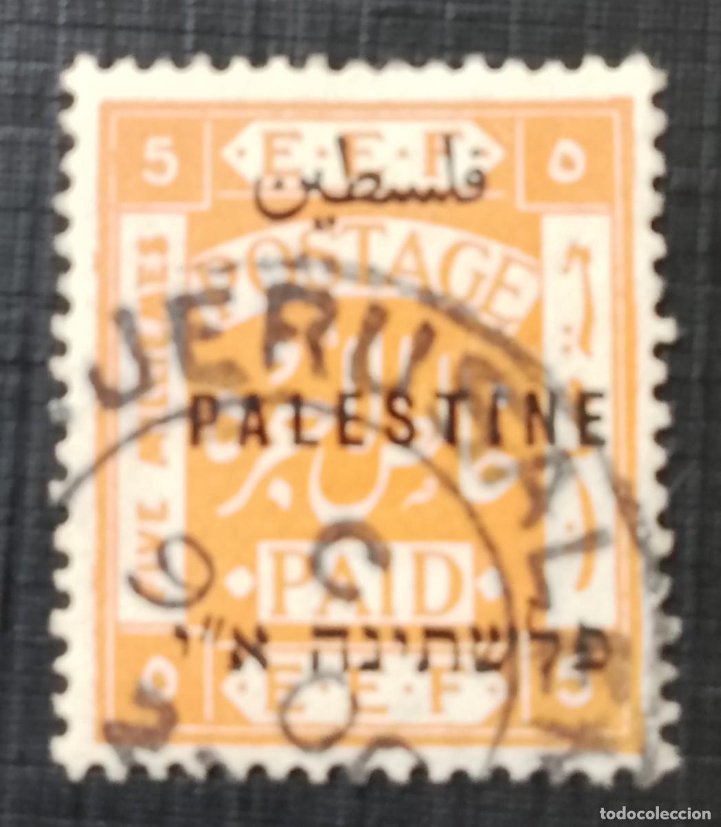 Sellos: PALESTINA - E.F.E. - V/F 5 - POSTAGE PAID, FRANQUEO PAGADO
