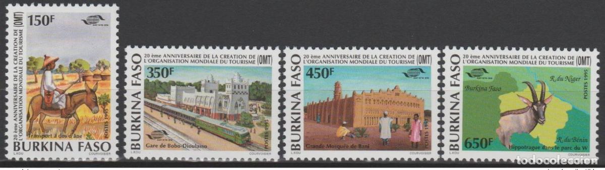 Sellos: Burkina Faso 1995 Mi. 1326 - 1329 Organizaci&oacute;n Mundial Turismo OMT Wildlife