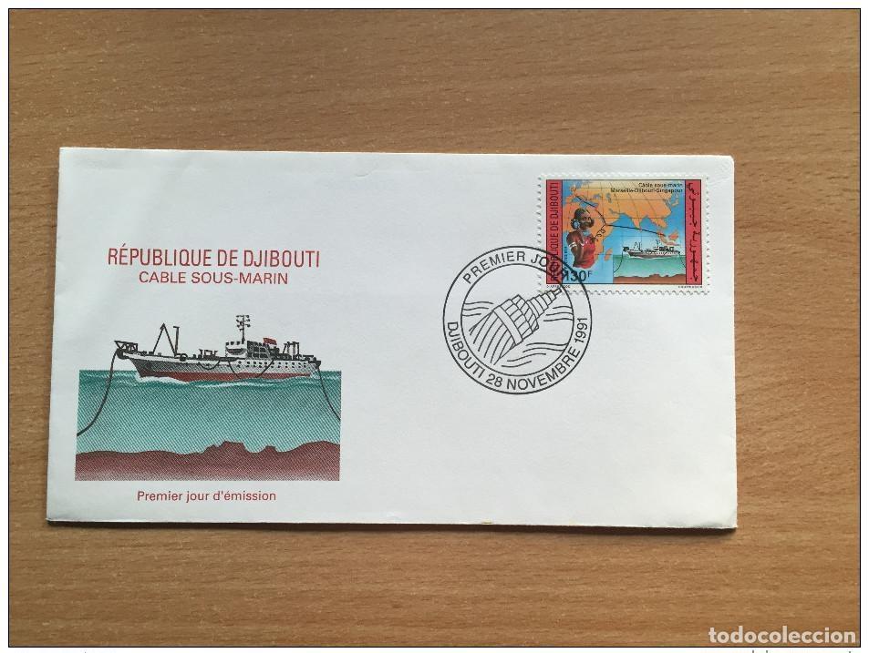 Sellos: Yibuti 1991 Cable submarino FDC Marsella Singapur Mi. 557