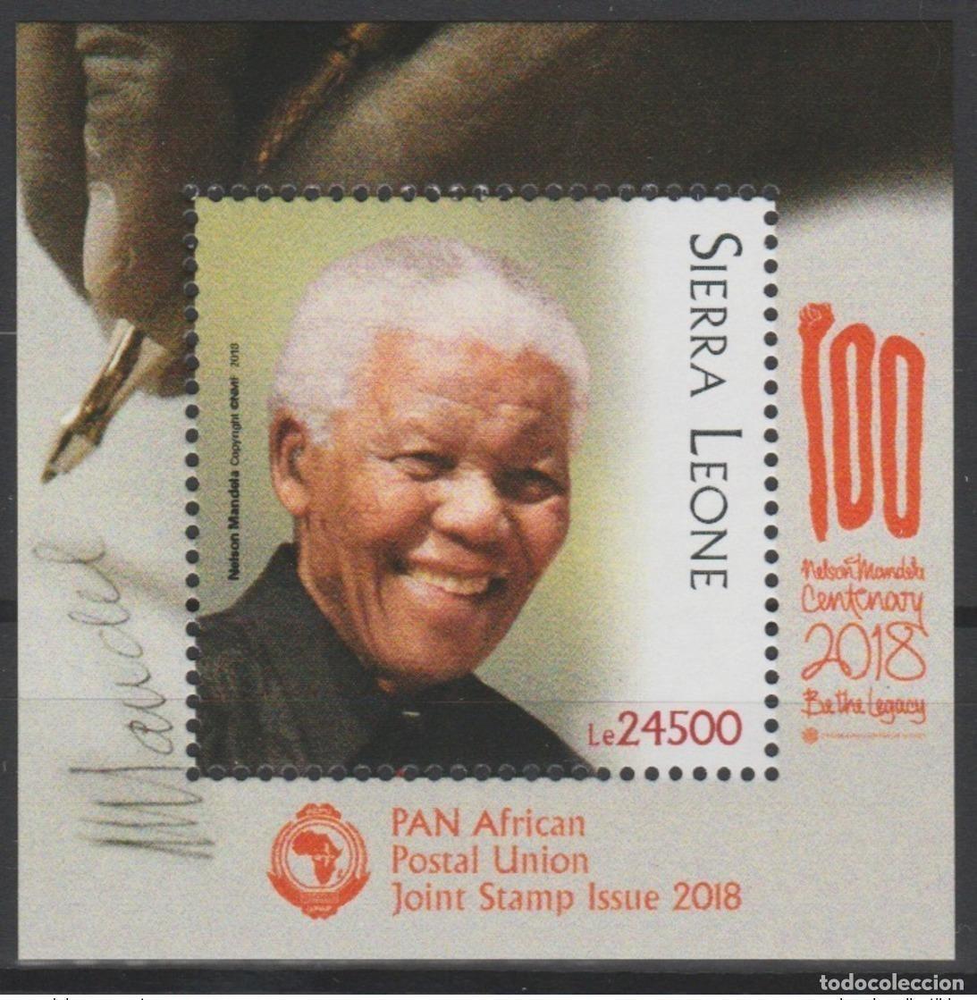 Sellos: Sierra Leona 2018 Mi.? Edici&oacute;n conjunta S/S 100 a&ntilde;os de Nelson Mandela panafricano