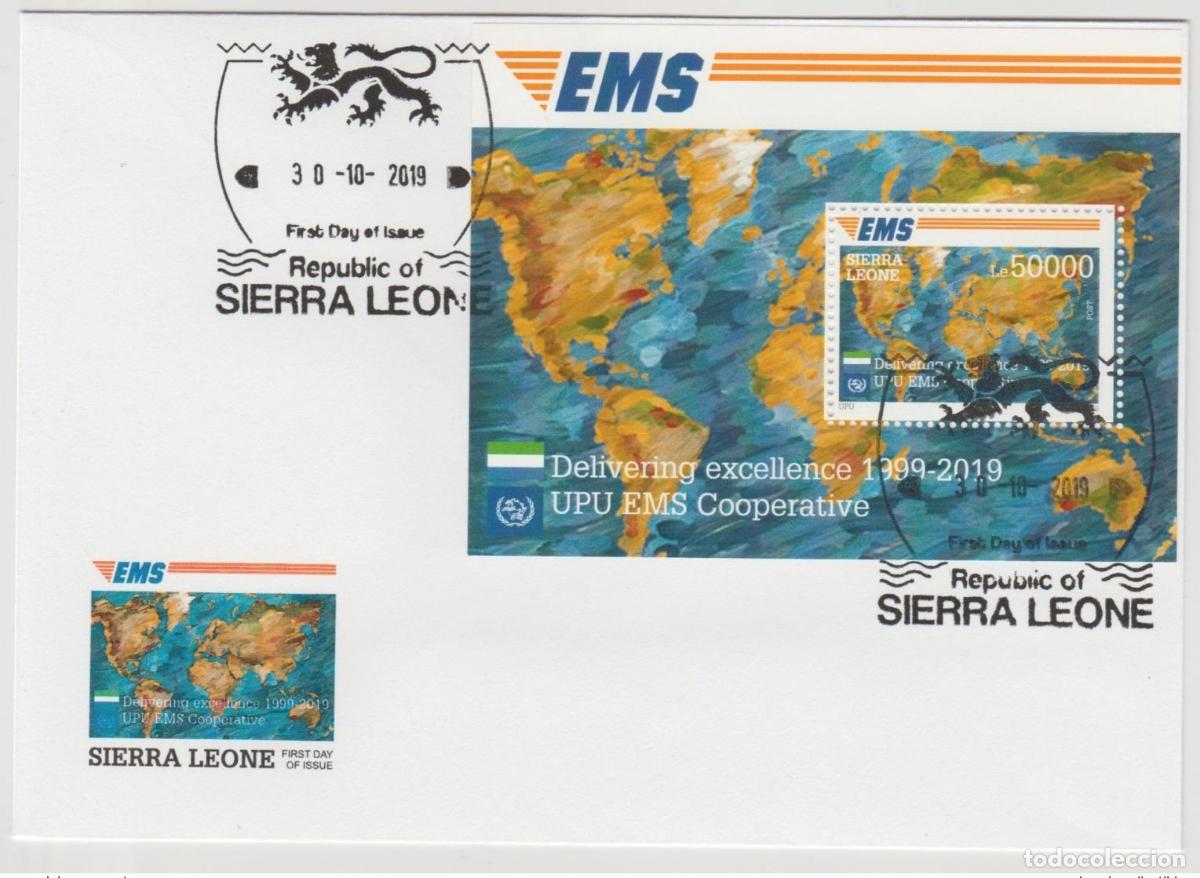 Sellos: Sierra Leona 2019 Mi.? Edici&oacute;n conjunta del 20&ordm; aniversario de FDC Souvenir E.M.S UPU