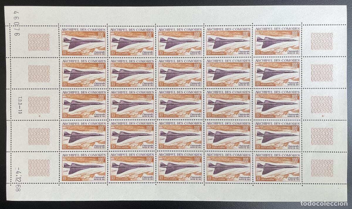 Briefmarken: Comoras 1969 YT PA 29 tabl&oacute;n Avi&oacute;n Concorde transporte supers&oacute;nico aviaci&oacute;n