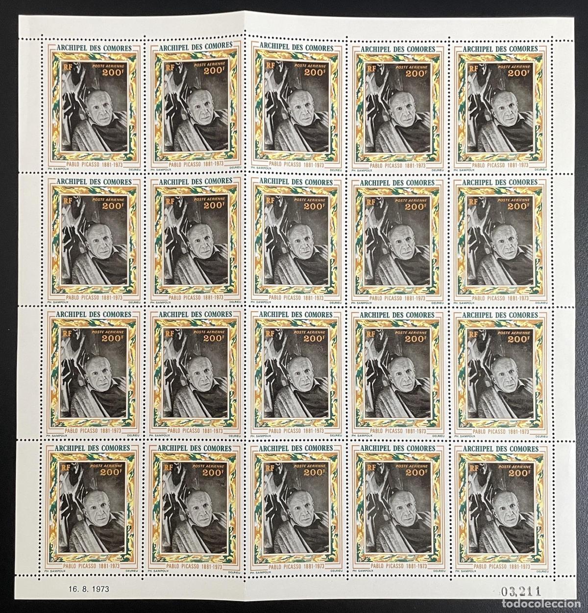 Sellos: Comoras 1973 YT PA 57 tabl&oacute;n Pablo Picasso artista pintor cubismo arte