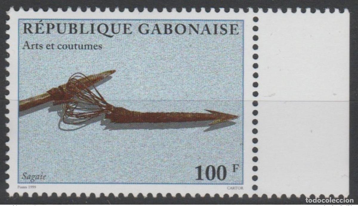 Sellos: Gab&oacute;n 1999 Mi. 1466 Artes y costumbres Sagaie Artesan&iacute;a Kunst Arte &iexcl;RARO!