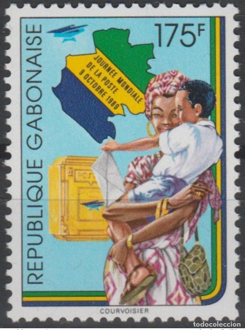 Sellos: Tarjeta con la bandera Weltposttag del D&iacute;a Mundial Correo 1989 Mi. 1051