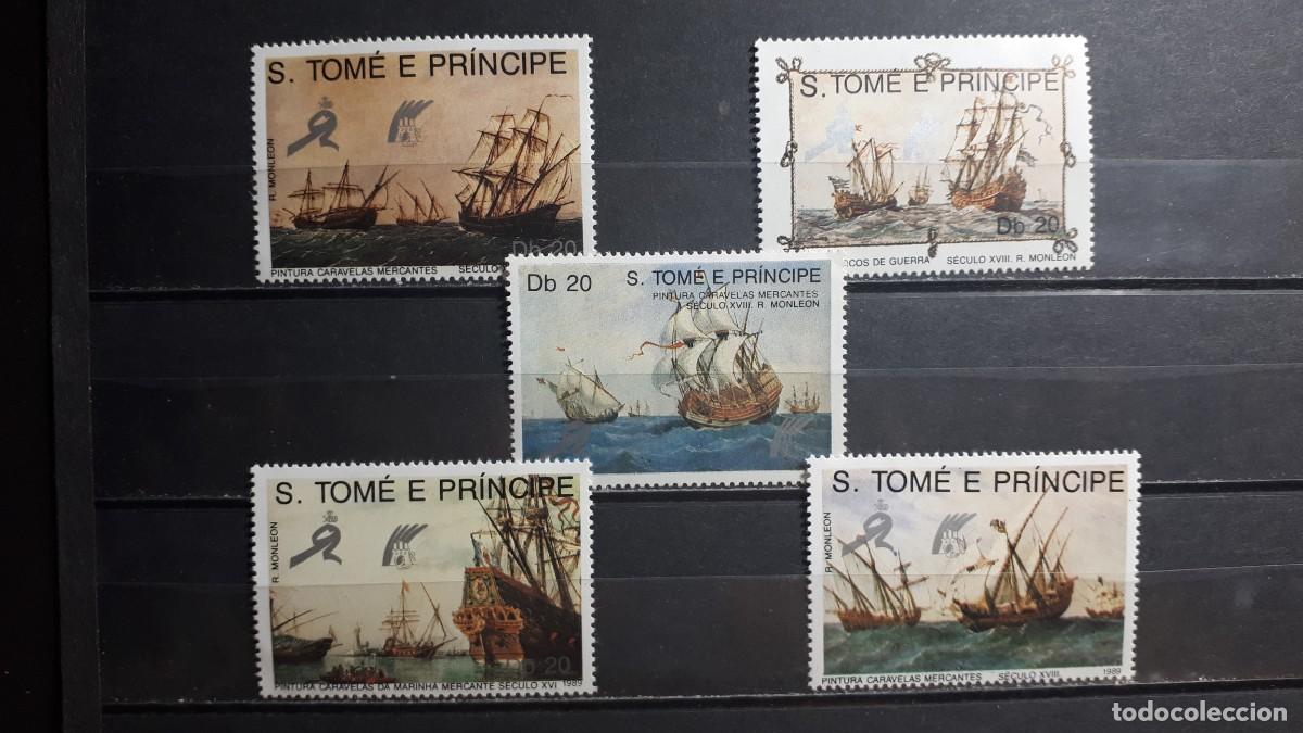 Sellos: SANTO TOM&Eacute; Y PRINCIPE. BARCOS. A&Ntilde;O 1989. **. YVERT 951/5