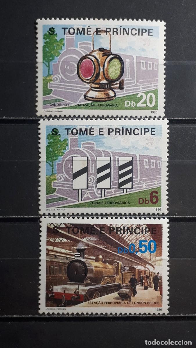 Sellos: SANTO TOM&Eacute; Y PRINCIPE. TRENES. A&Ntilde;O 1986. **. YVERT 846/8